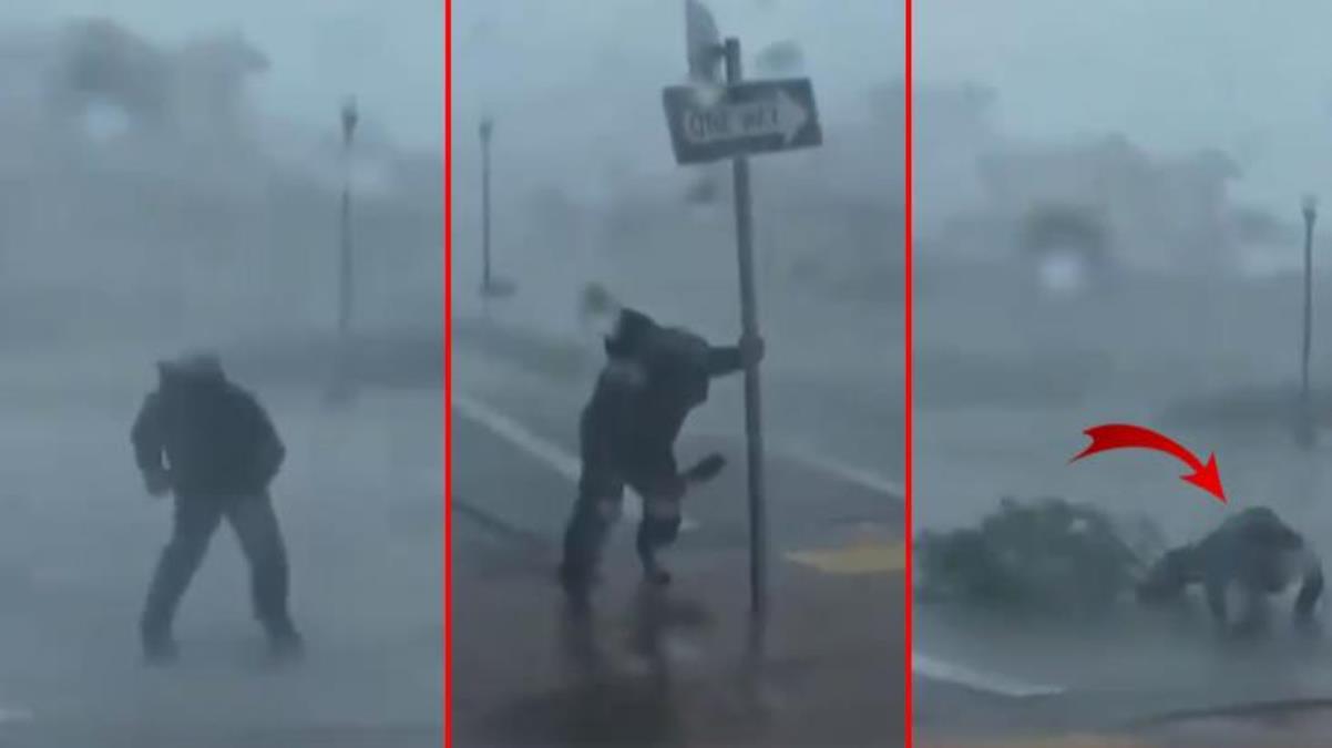 Ian Kasırgası, Florida'yı vurdu! Canlı yayında son gelişmeleri aktaran muhabir az daha uçuyordu